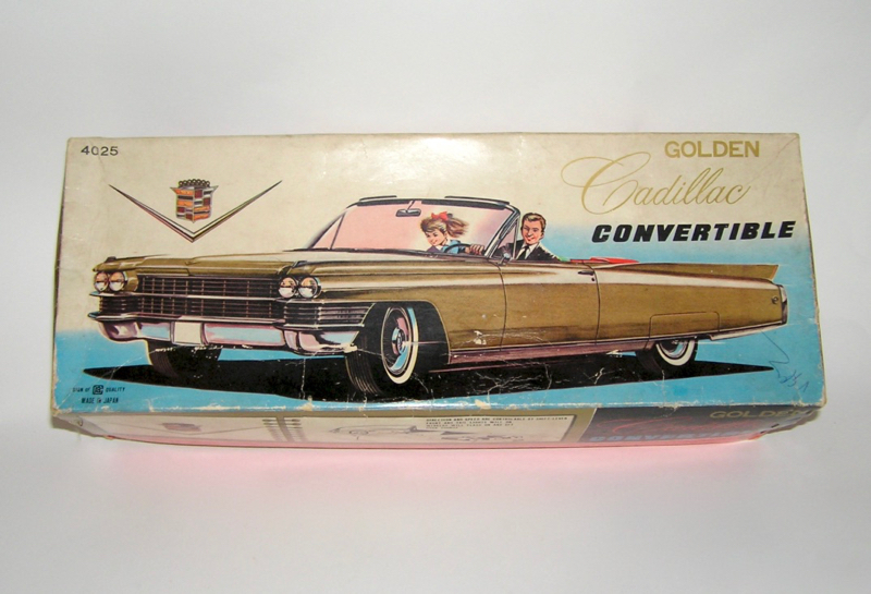 Bandai Japanese Tin Litho Battery Operated Golden Cadillac +BOX