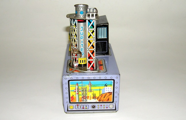 NOMURA 1950s Japan Jupiter Rocket Launcher Tin Litho Space