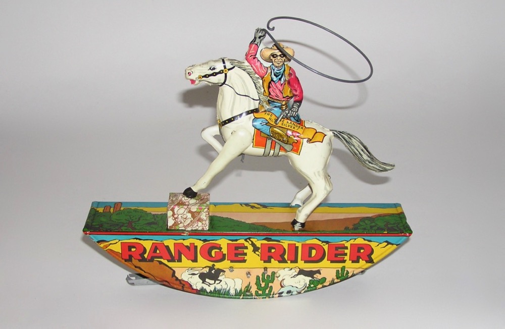Details about   VINTAGE MARX RANGE RIDER WIND-UP TIN TOY  WITH LASSO 