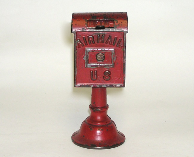 Dent "Airmail" Mailbox On Pedestal Cast Iron Bank NO RESERVE